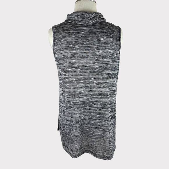 ava james Womens Medium Long Tunic Sleeveless Sweater Gray Black Heather - Picture 2 of 5